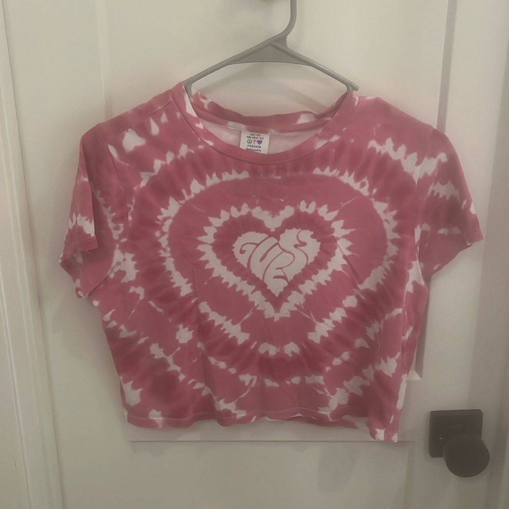 Guess Originals Pink Heart Crop Top
